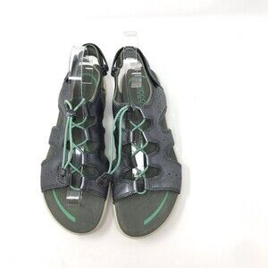 Ecco Womens Jab Size 42 Toggle Leather Gray Metallic Slingback Lace Up Sandals